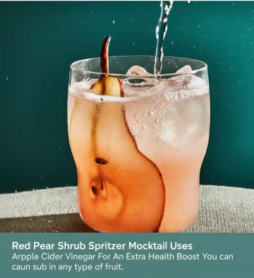 Healthy Red Pear Shrub Spritzer Mocktail