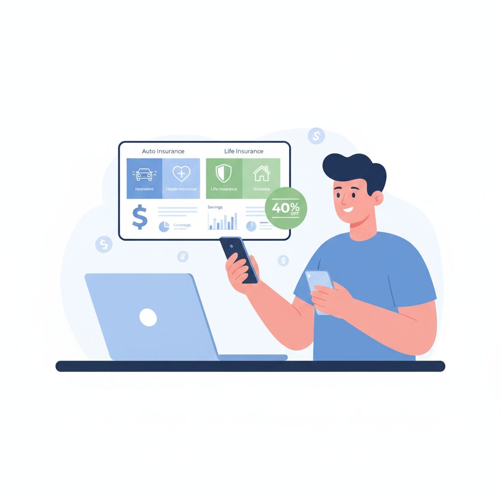 Person comparing cheap insurance quotes online in 2026 to save up to 40%